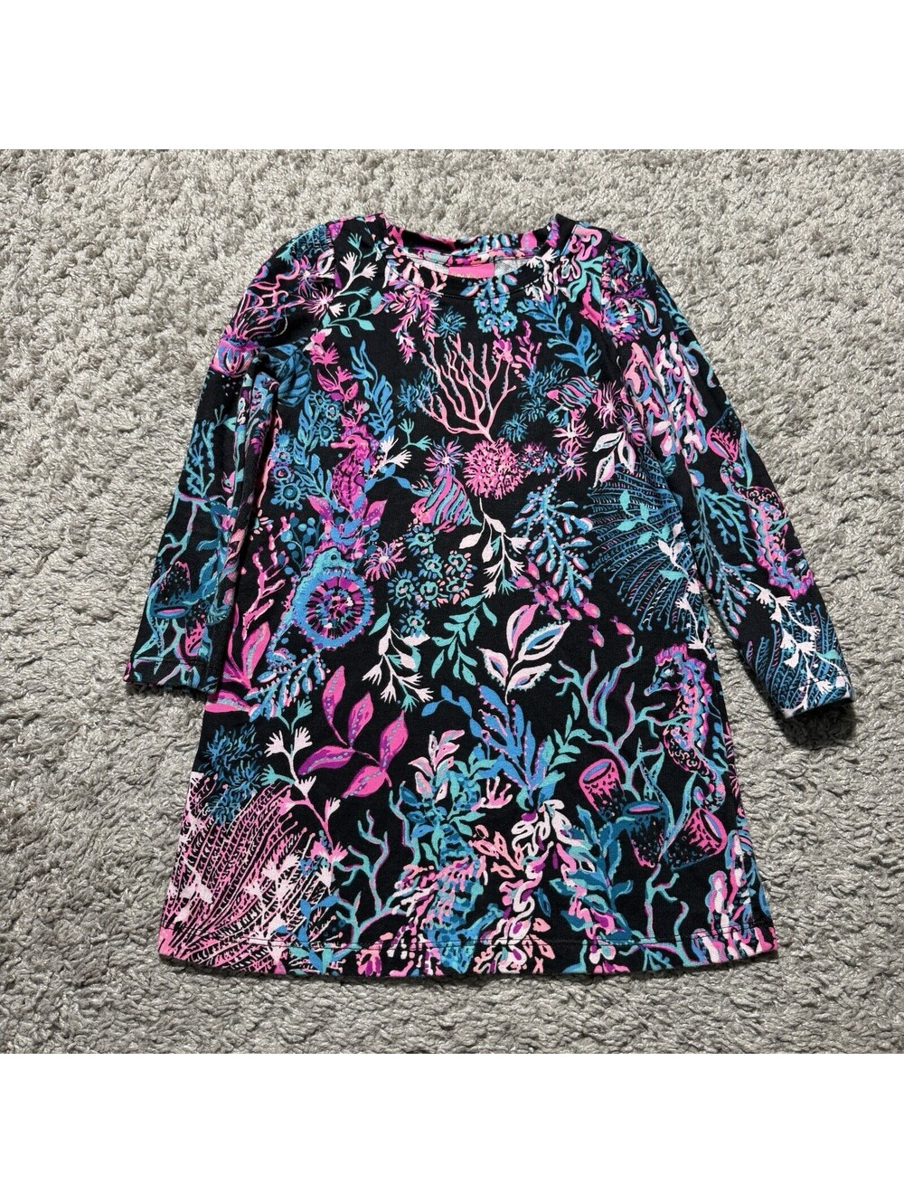 Lilly Pulitzer Little Girl Mini Jensen Dress Onyx Twilight Coral Size Small 4-5